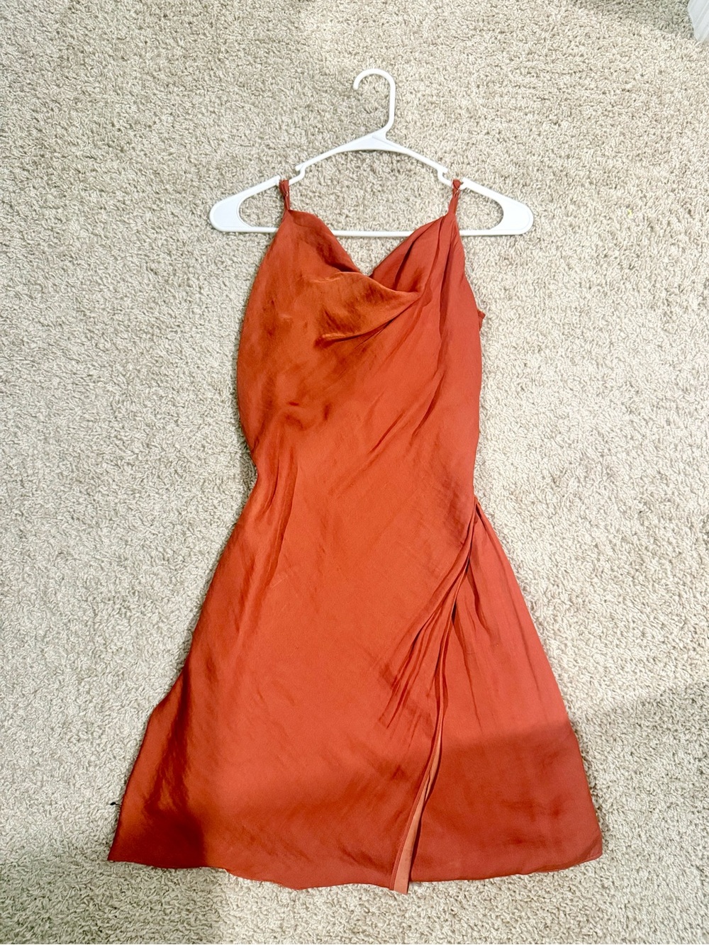 Slip Midi Dress in Rust - Women's Strap Dress